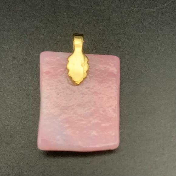 Fused Dichroic Pink Glass Iridescent Pendant - Picture 6 of 11